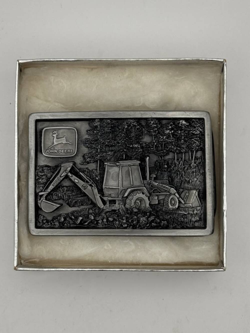 John Deere 1995 Backhoe Loader Belt Buckle Presentation Box Rectangular Western